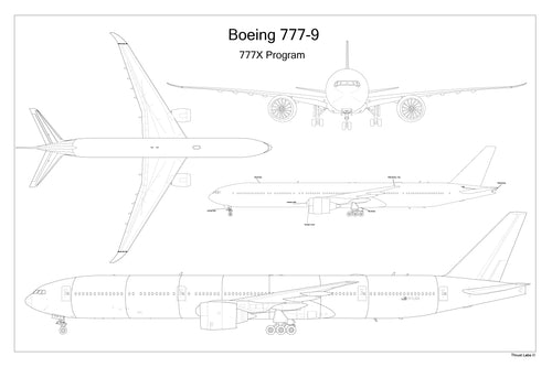 Boeing 777-9 | 777X Program — Technical Schematic Poster